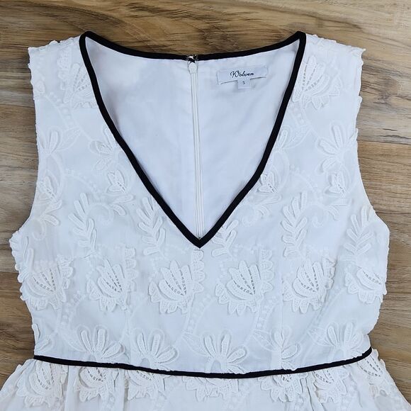 🔹️Anthropologie Wolven White Textured Floral Sleeveless Dress Small - Picture 4 of 12